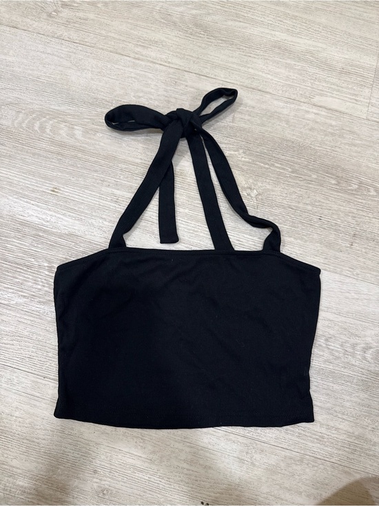 Cider Tops - Cider Black Ribbed Halter Crop Tank